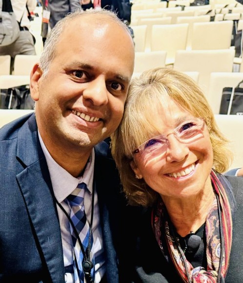 Vibhu Narwekar with Carole Robin at Stanford Graduate School of Business