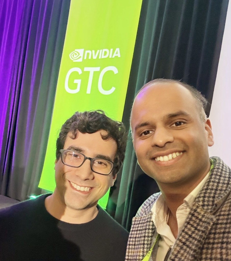 Vibhu Narwekar with OpenAI researcher Noam Brown at Nvidia GTC